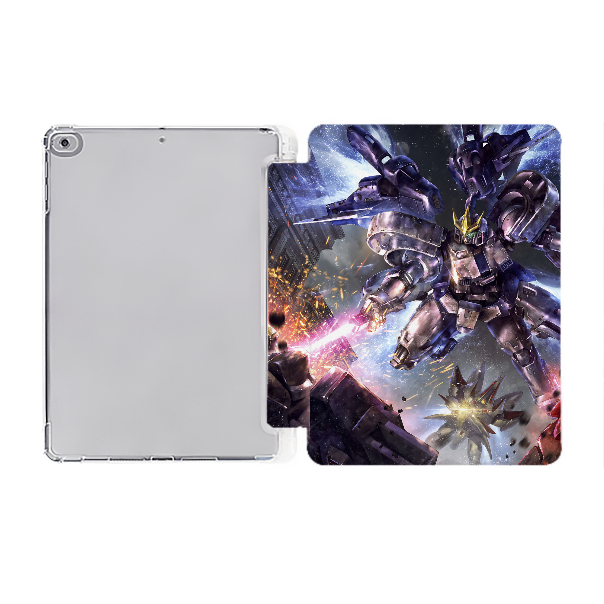 （画像用） 機動戦士ガンダム Mobile Suit Gundam IPad ケース ペン収納付き 三つ折りスタンド PUレザー×シリコン 対応機種9.5/10.5/10.9インチ